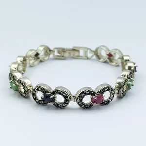 دستبند نقره زنانه سلین کالا مدل یاقوت و زمرد کد ce-As287