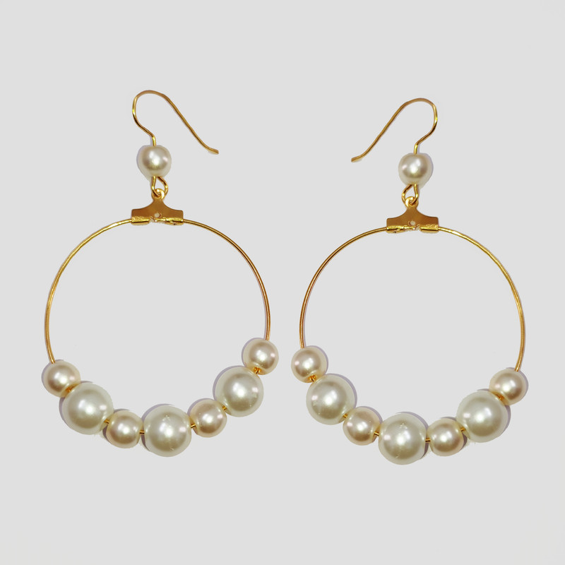 گوشواره دخترانه مدل حلقه ای مرواریدی