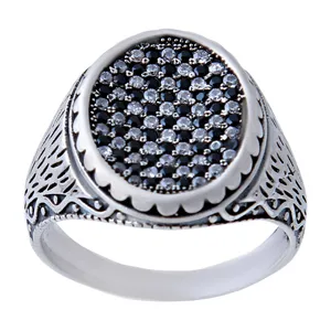 انگشتر نقره مردانه بازرگانی میلادی مدل نگین مارکازیت کد AM_359