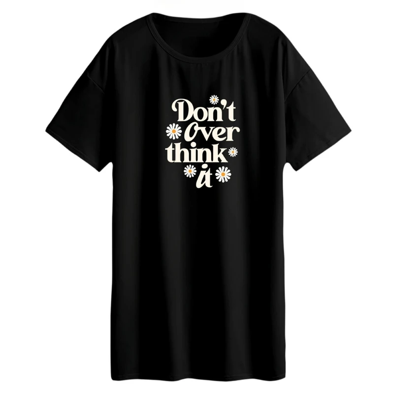 تی شرت لانگ زنانه مدل تکست مینیمال کد04