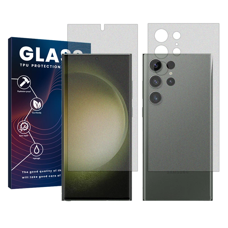 محافظ صفحه نمایش مات گلس مدل Resistant مناسب برای گوشی موبایل سامسونگ Galaxy S23 Ultra به همراه محافظ پشت گوشی