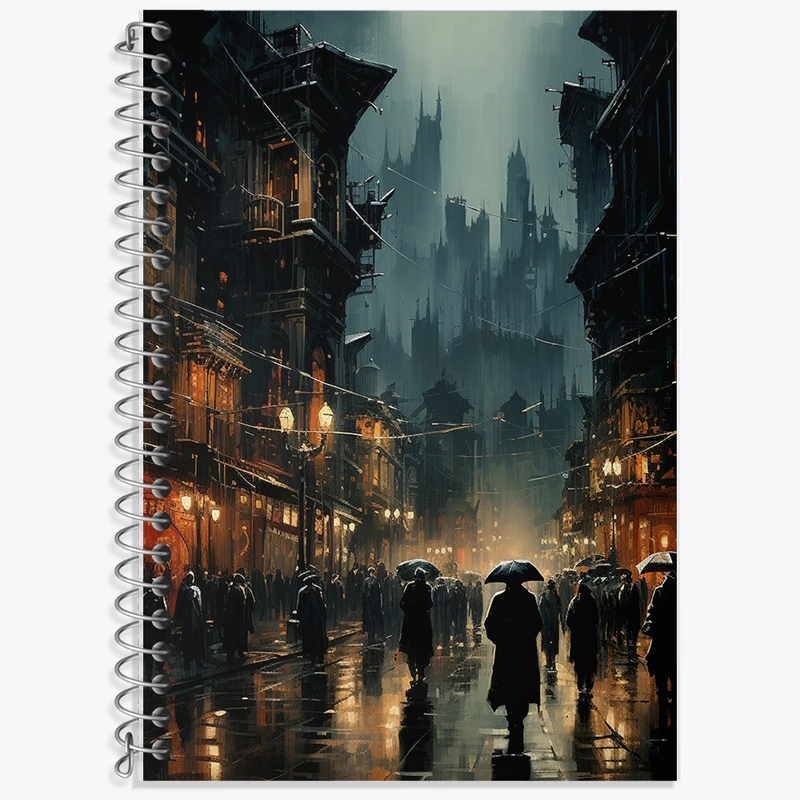 دفتر لغت 50 برگ خندالو طرح خیابان بارانی کد F414