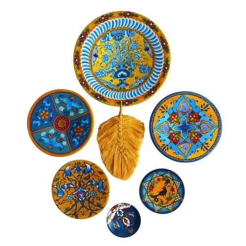 بشقاب دیوارکوب سفالی مدل هفت مجموعه 6 عددی