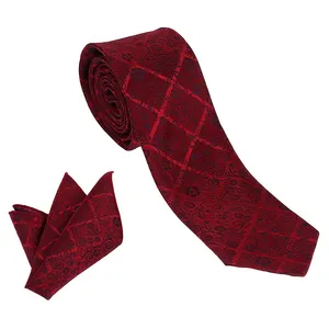 ست کراوات و دستمال جیب مردانه مدل گل و بوته کد 3
