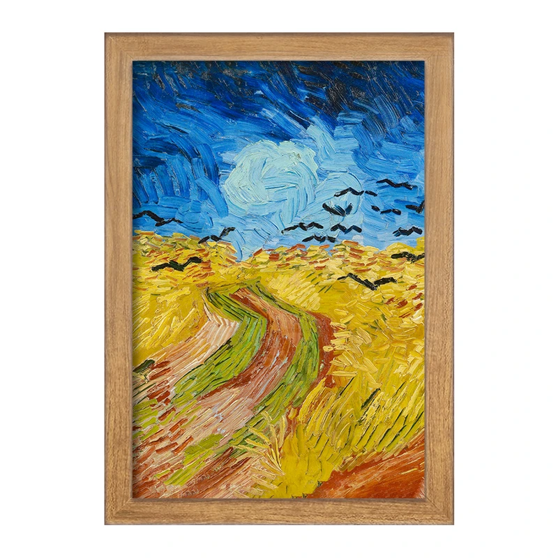 تابلو خندالو مدل مزرعه گندم با کلاغ ها ونسان ونگوگ (Van Gogh) کد 36802
