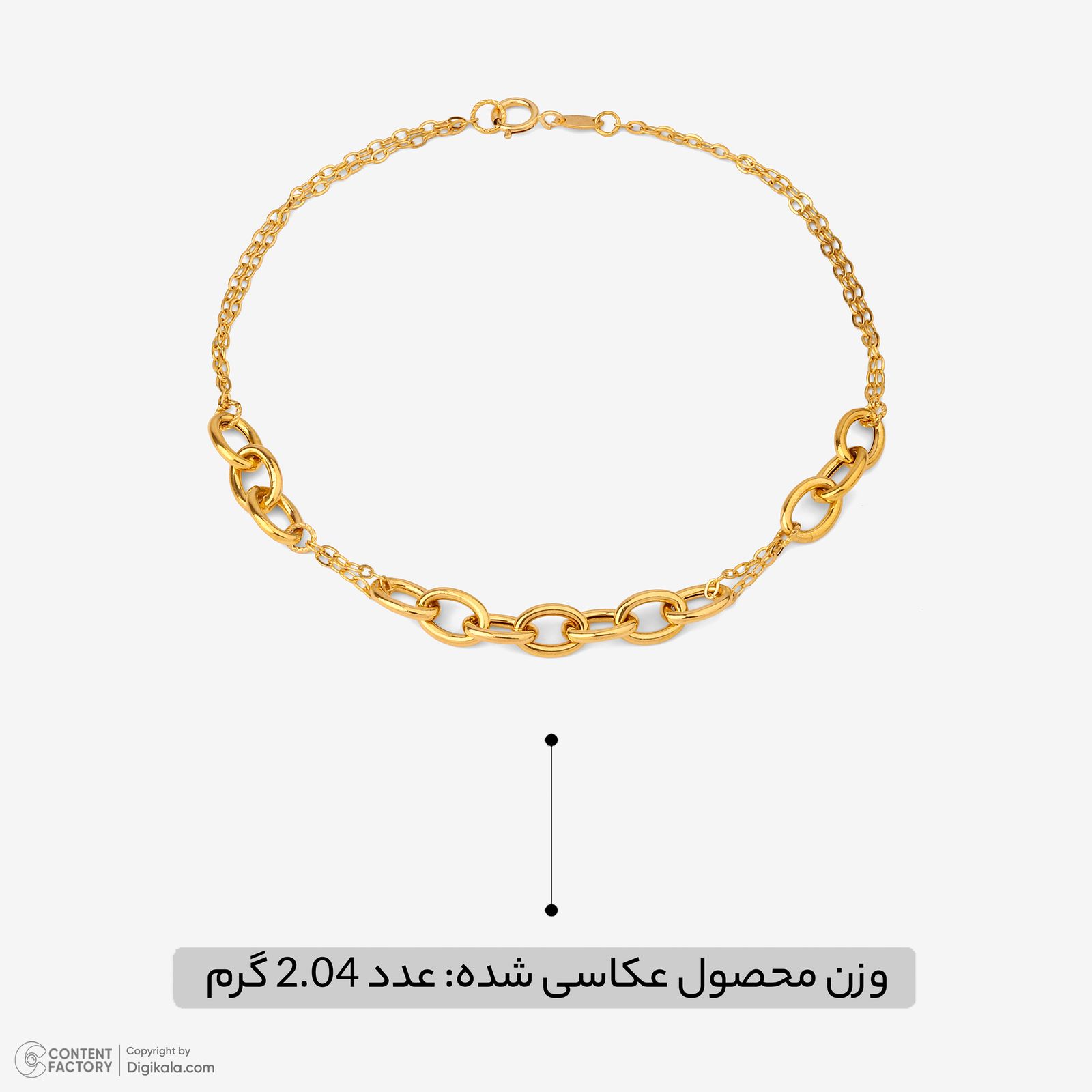 دستبند زنجیری طلا کم اجرت 18 عیار زنانه نگین مدل 110 -  - 3
