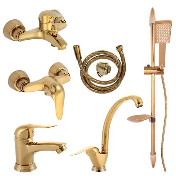 ست شیرآلات فراست پویا مدل درسا به همراه شلنگ توالت و دوش حمام