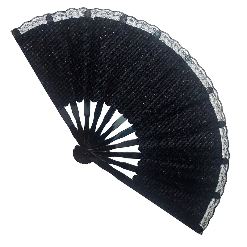 بادبزن دستی تاشونده طرح لمه با دسته پلاستیکی،مناسب روزمره، مسافرت و دکوراتیو، ابعاد 25×6 سانتی‌متر 