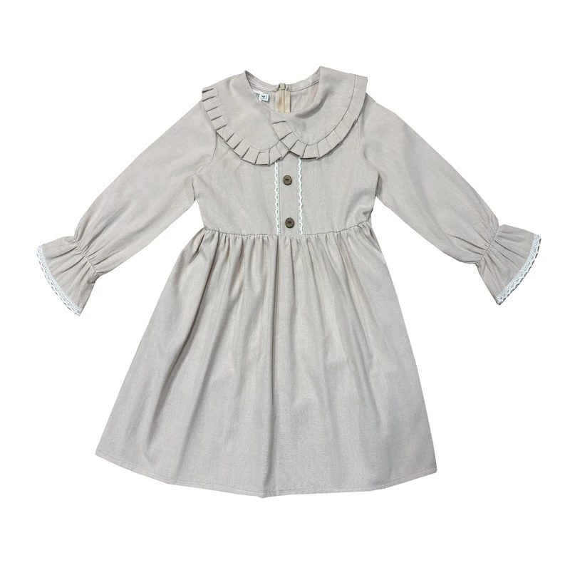 عکس شماره 3 : پیراهن آستین بلند یقه ب ب دخترانه مدل عروسکی