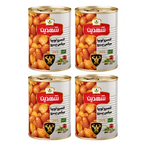 کنسرو لوبیا میکس پرو شهدین - 370 گرم بسته 4 عددی
