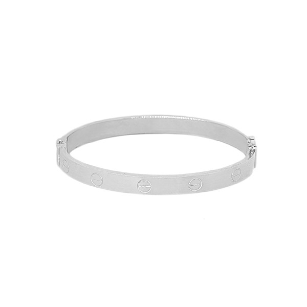 دستبند النگویی طلا 18 عیار زنانه ماوی گالری مدل لاو پهن