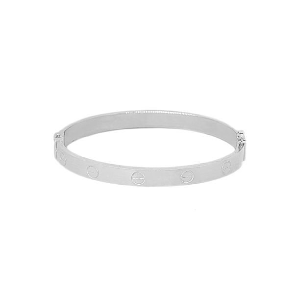 دستبند النگویی طلا 18 عیار زنانه ماوی گالری مدل لاو پهن - - 1