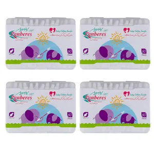 گوش پاک کن کودک پنبه ریز کد 01  بسته 60 عددی مجموعه 4 عددی