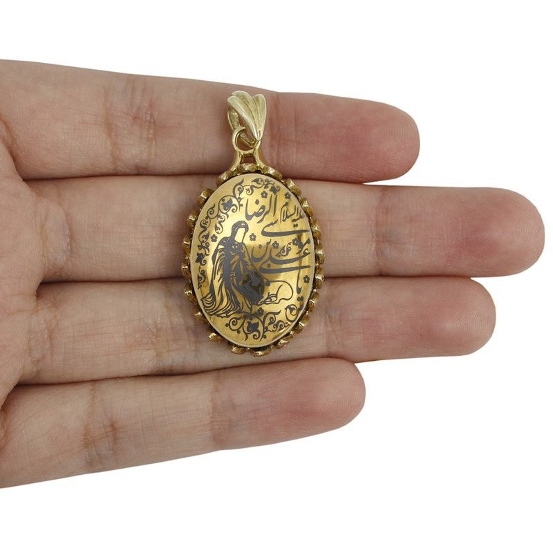 آویز گردنبند زنانه مدل آویز حدید یا علی بن موسی الرضا (ع) کد 9377