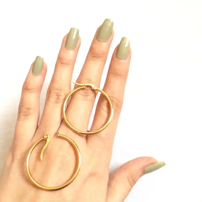 گوشواره زنانه مدل حلقه ای ساده استیل کد 164