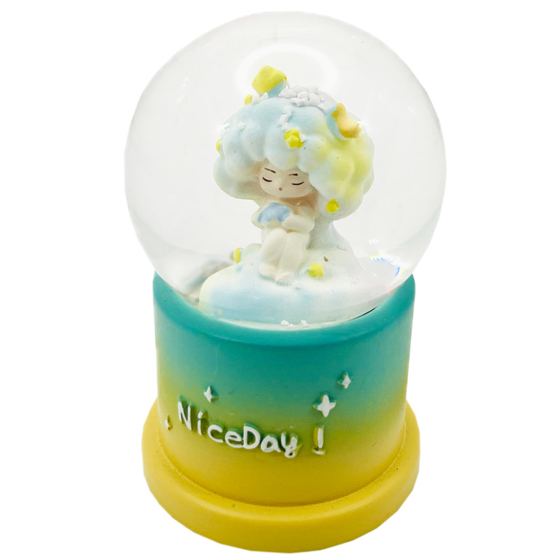 گوی چراغ‌دار مدل Nice Day طرح دخترک مو رنگی و ستاره کد B5927