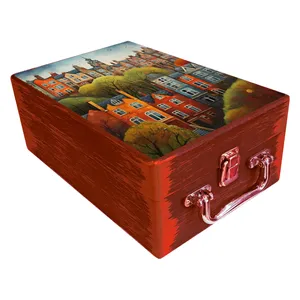  جعبه هدیه مدل چمدان چوبی طرح بهاری کد WS726