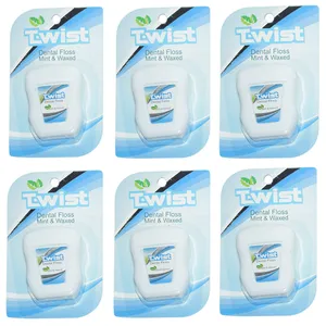 نخ دندان تویست مدل Mint And Waxed بسته 6 عددی 
