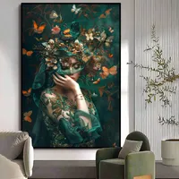 تابلو مدل دکوراتیو پرتره طرح چهره و پروانه 