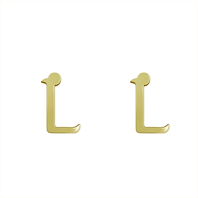 گوشواره میخی طلا 18 عیار زنانه نیکان گلد مدل حرف L