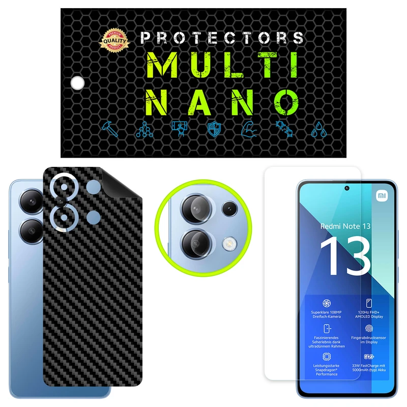 محافظ صفحه نمایش شفاف مولتی نانو مدل X-SFC مناسب برای گوشی موبایل شیائومی Redmi Note 13 4G به همراه برچسب پوششی و محافظ لنز دوربین