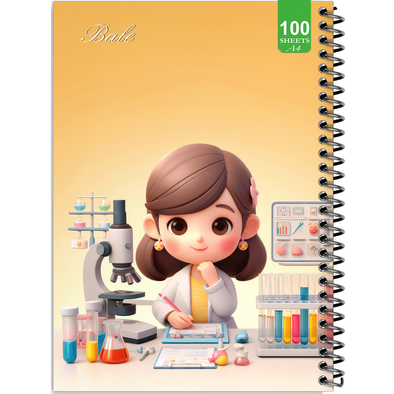 دفتر نقاشی 100 برگ بله طرح فانتزی دختر دانشمند کد A4-N471