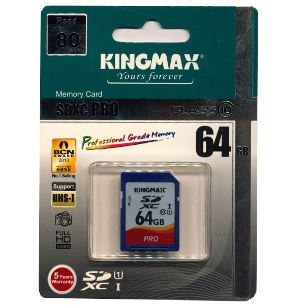 کارت حافظه SDXC کینگ مکس مدل Pro کلاس 10 استاندارد UHS-I U1 سرعت 80MBps ظرفیت 64 گیگابایت
