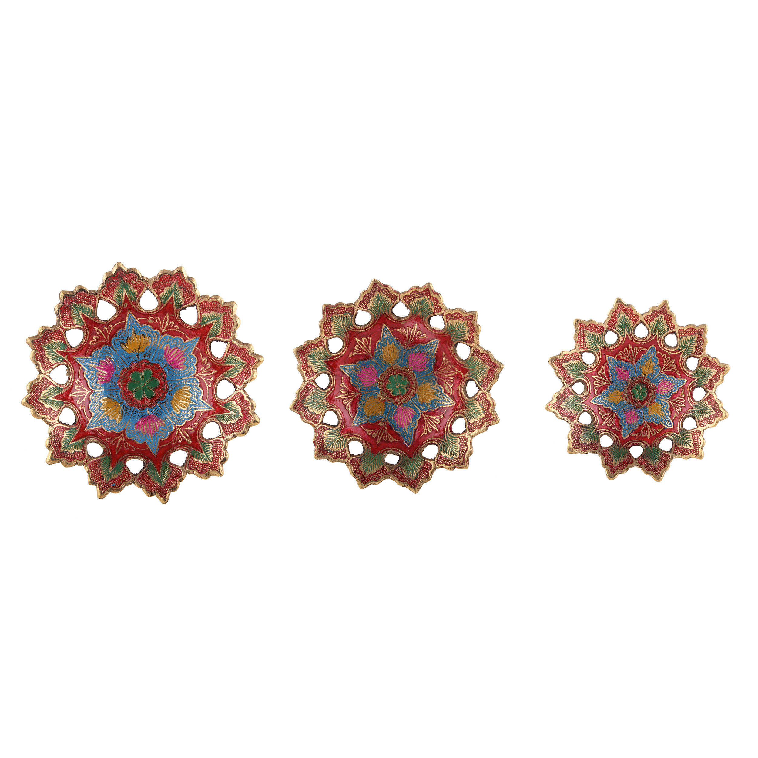 ست ظرف شیرینی خوری مینا کاری مدل wka 10004 بسته سه عددی