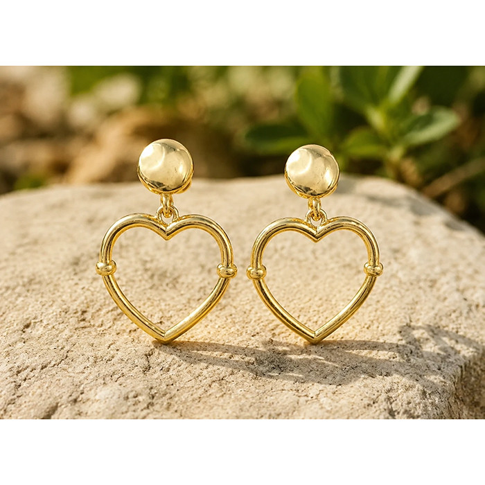 گوشواره میخی طلا 18 عیار زنانه فرهاد گلد مدل قلب کد GH‑125