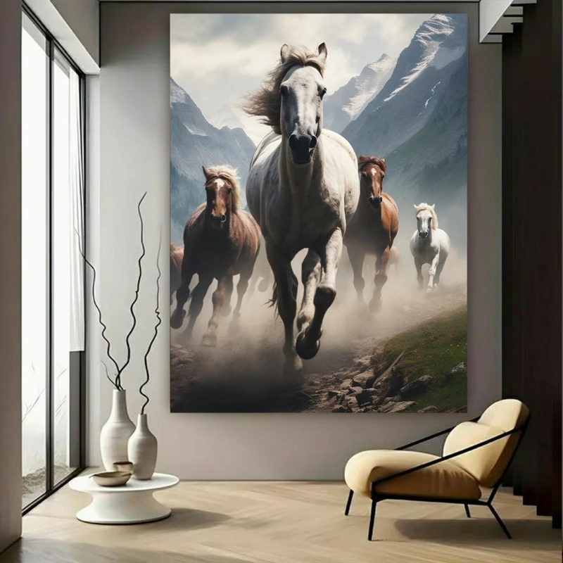 پوستر طرح مخمل اسب وحشی مدل کوهستانی کد FP105649