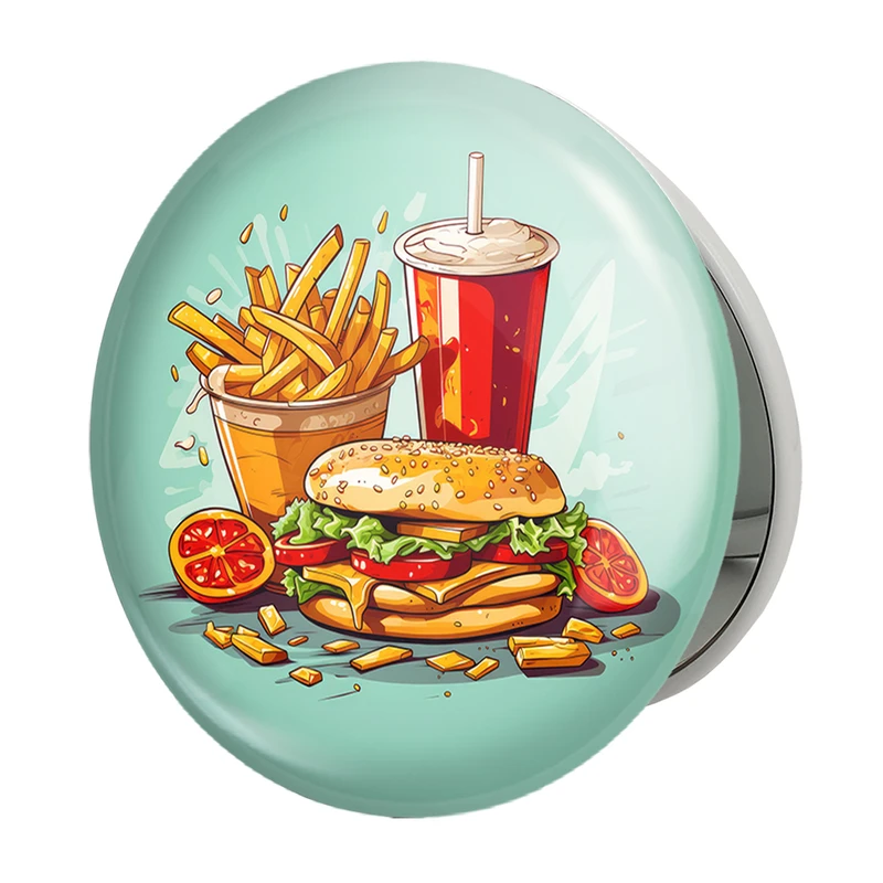 آینه جیبی خندالو طرح فست فود (Fast Food) مدل تاشو کد 36569