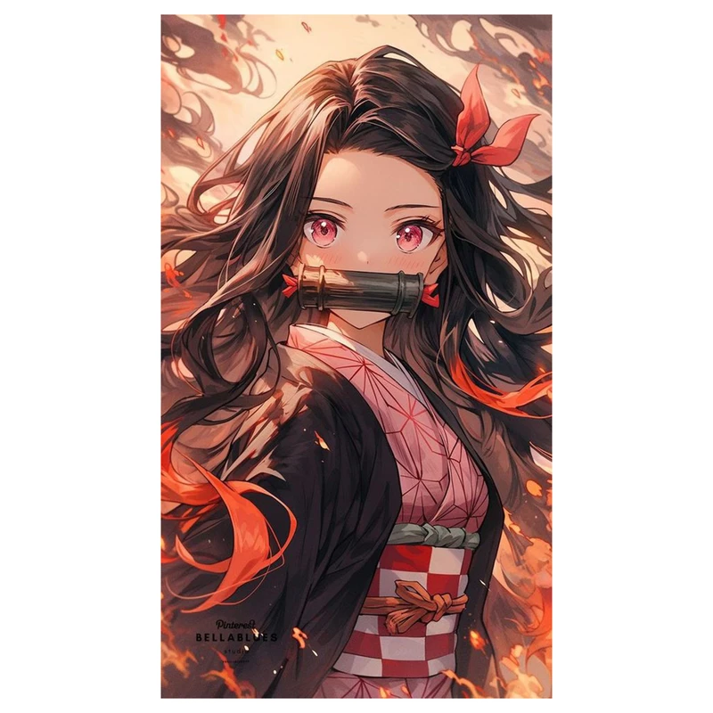 استیکر لپ تاپ و موبایل مدل انیمه طرح شیطان کش نزوکو کامادو demon slayer nezuko kamado کد 236