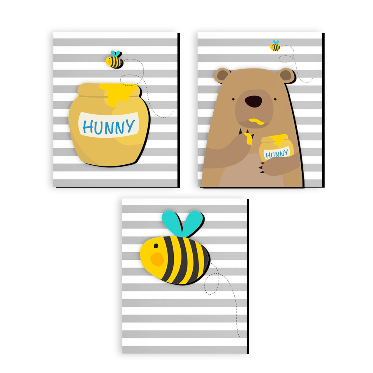 تابلو برجسته کودک دیکوماس طرح زنبور، عسل و خرس کد DMS-BT104