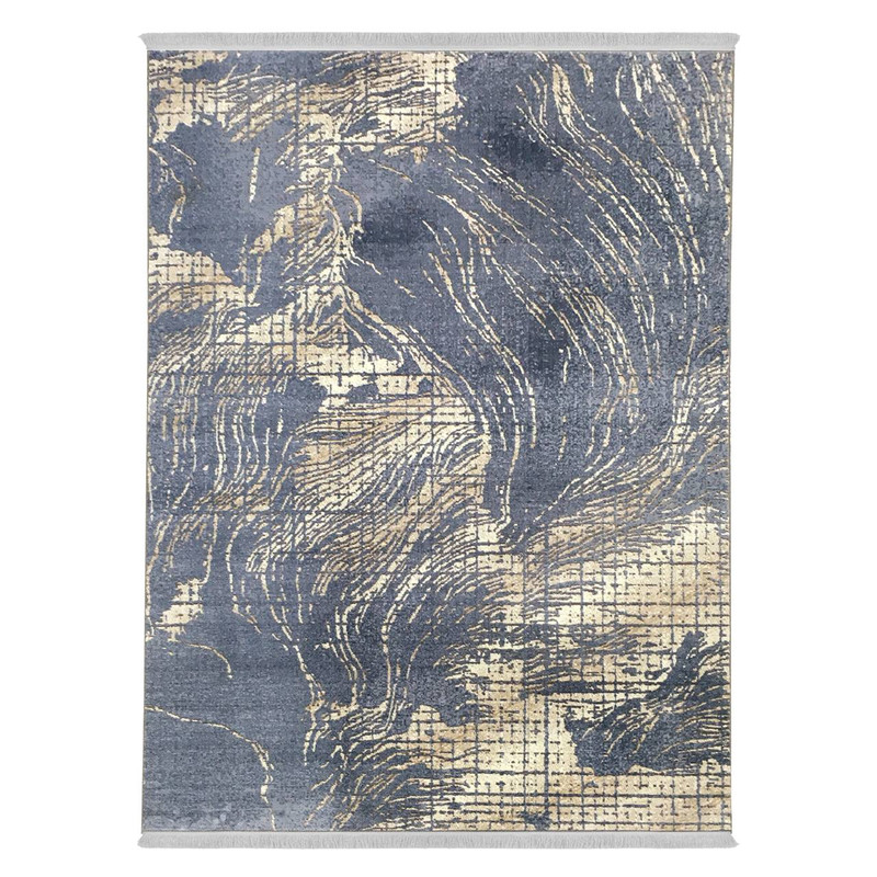 فرش ماشینی 440 شانه دنیای فرش زمینه و حاشیه سیلور مدل فانتزی کد 554