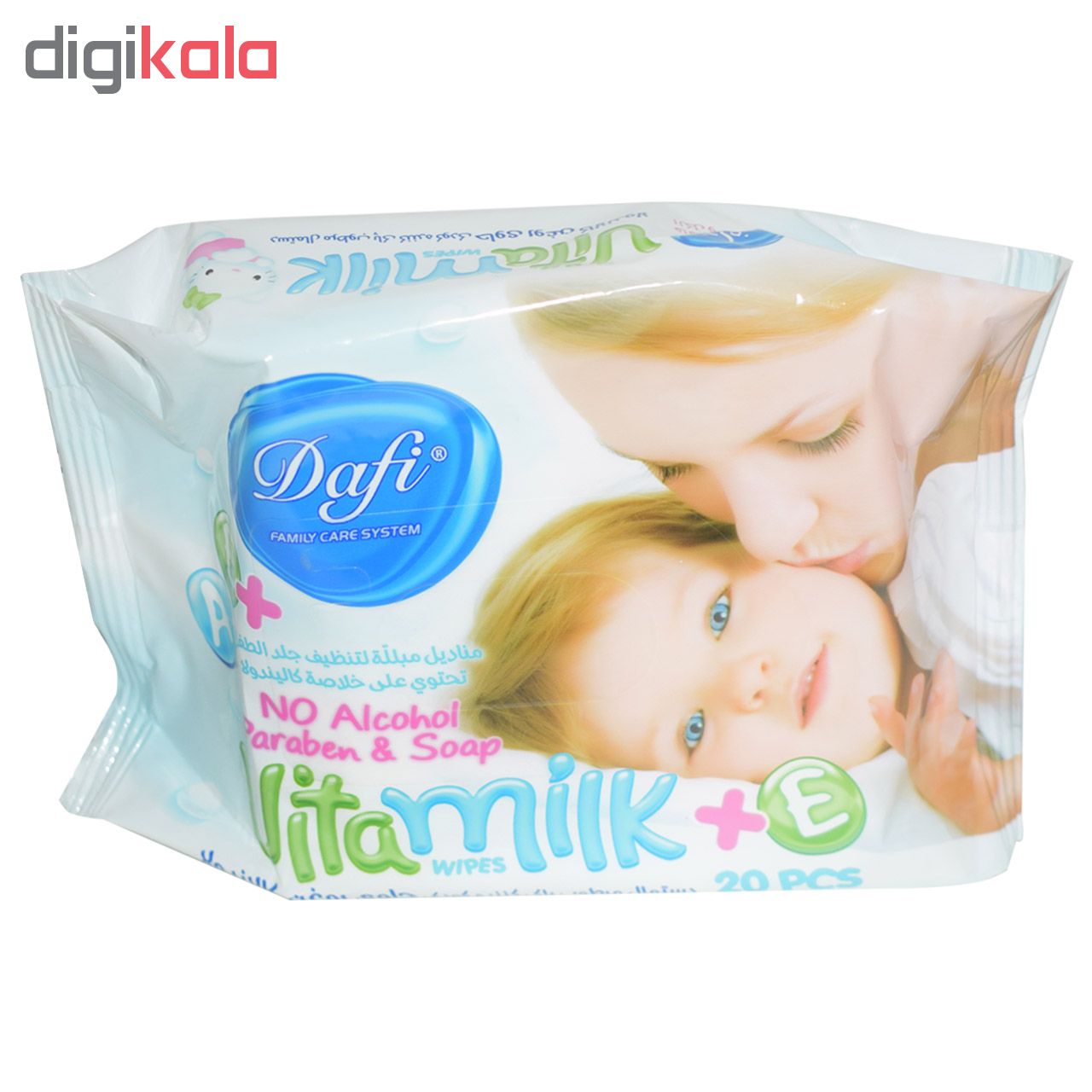 دستمال مرطوب کودک دافی مدل Vita Milk بسته 20 عددی