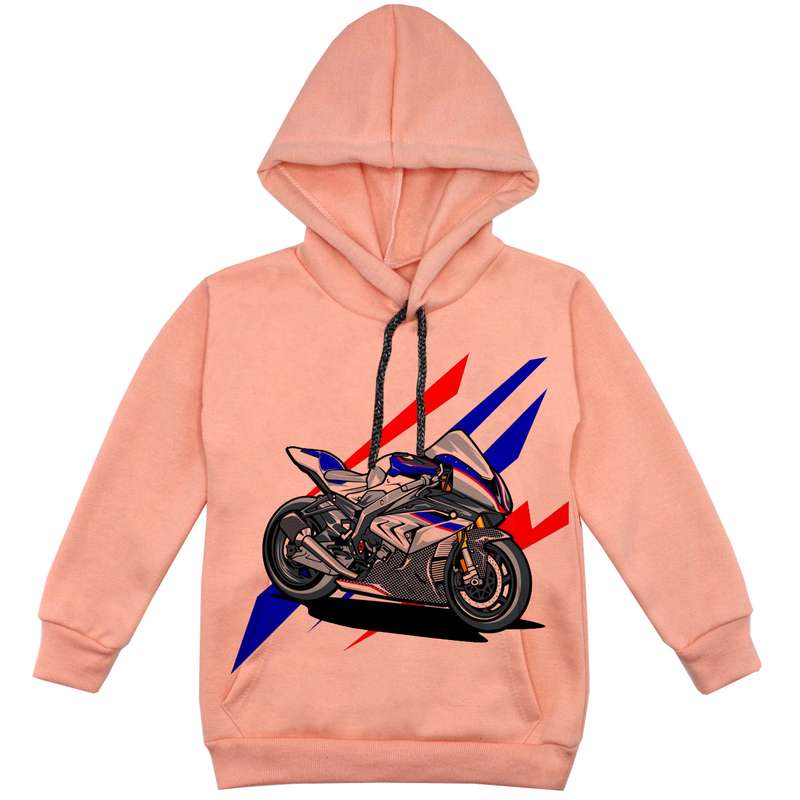 هودی پسرانه مدل موتور کد F218 رنگ گلبهی