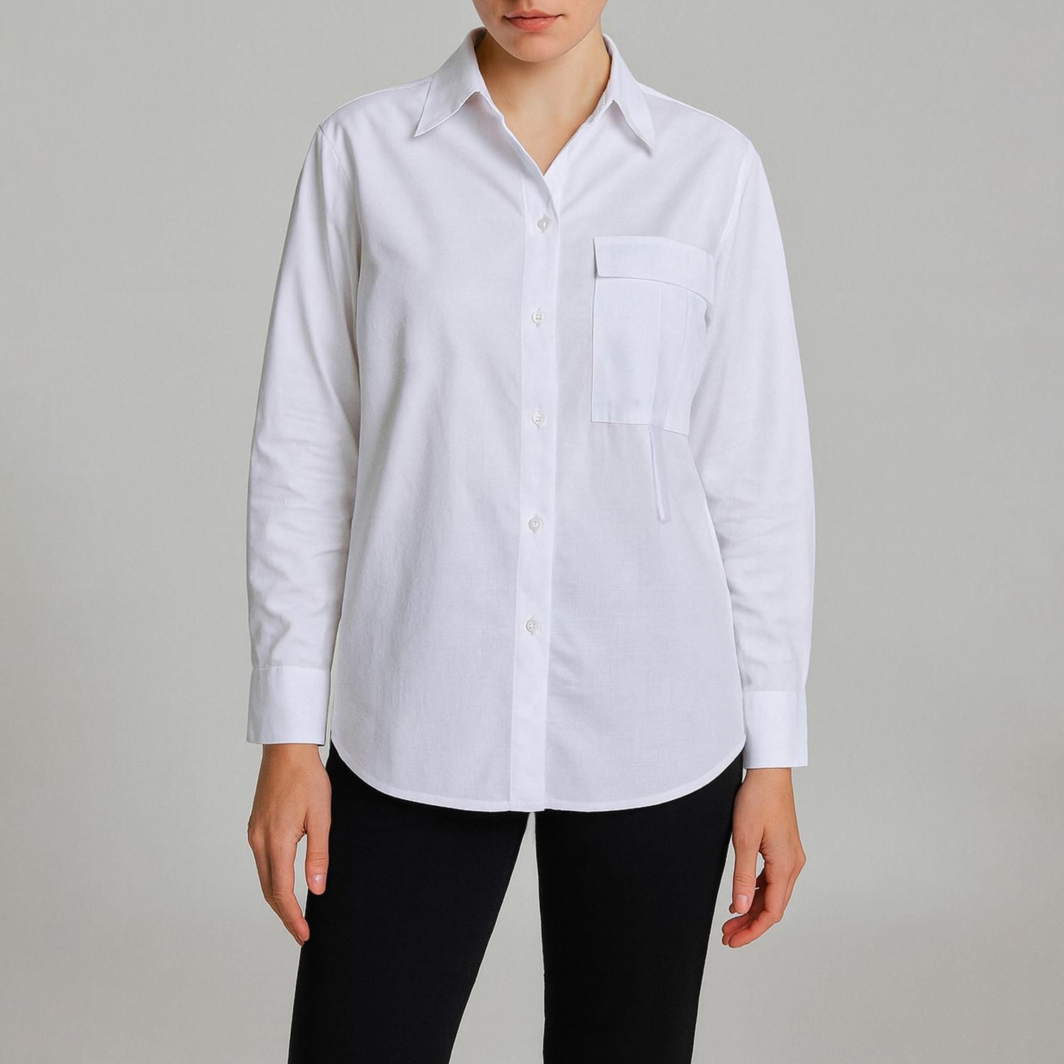 شومیز آستین بلند یقه برگردان زنانه برندس مدل 31216C11 رنگ سفید -  - 1