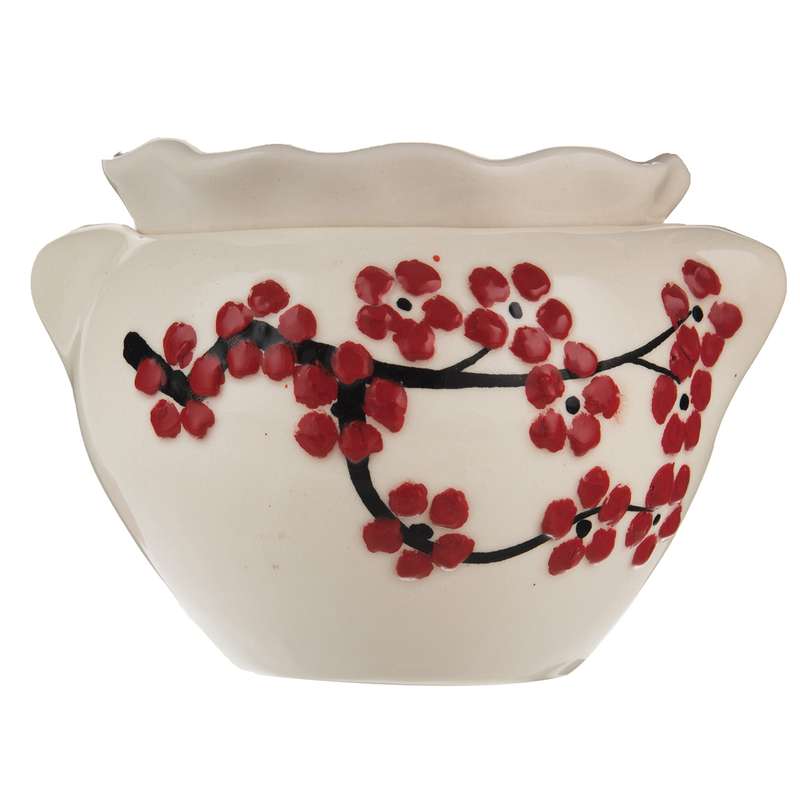 گلدان خودآبیار مخصوص بنفشه آفریقایی طرح گل ریز قرمز