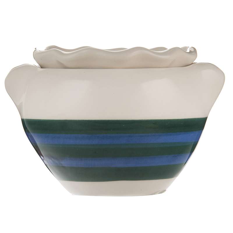 گلدان خودآبیار مخصوص بنفشه آفریقایی طرح خطی آبی سبز