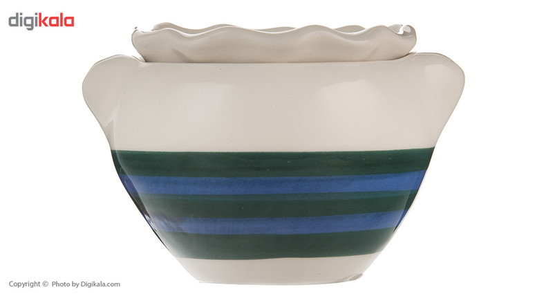 گلدان خودآبیار مخصوص بنفشه آفریقایی طرح خطی آبی سبز