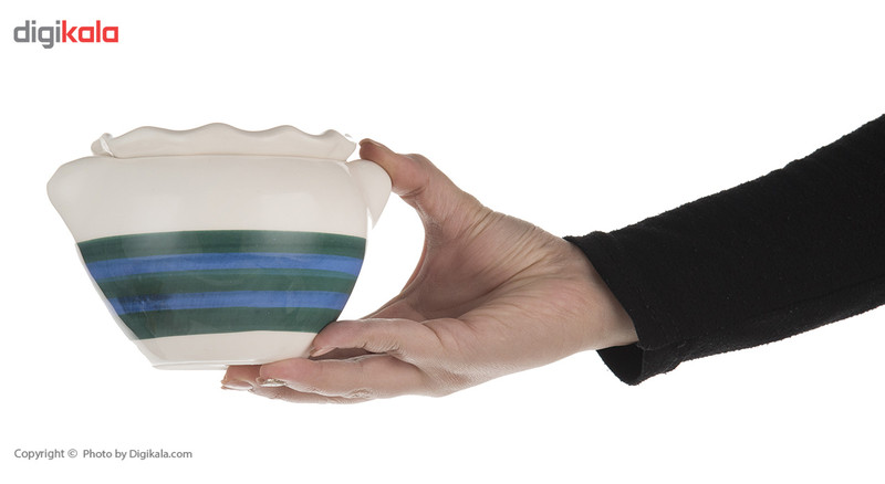 گلدان خودآبیار مخصوص بنفشه آفریقایی طرح خطی آبی سبز