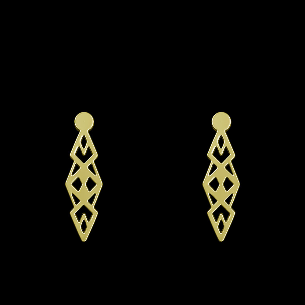 گوشواره طلا 18 عیار زنانه مدوپد مدل هندسی کد GA1-10070