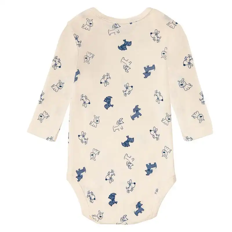 بادی آستین بلند نوزادی لوپیلو مدل داگی مجموعه دوعددی