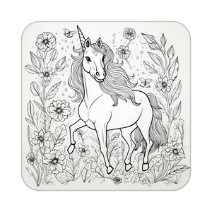 زیر لیوانی کاکتی طرح اسب تک شاخ و یونیکورن مدل mp29384