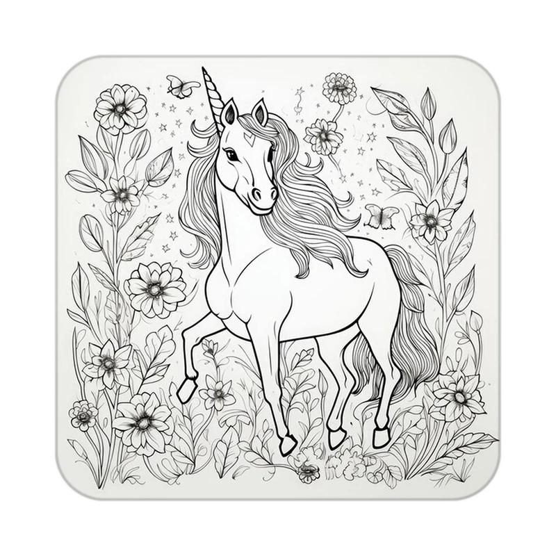 زیر لیوانی کاکتی طرح اسب تک شاخ و یونیکورن مدل mp29384