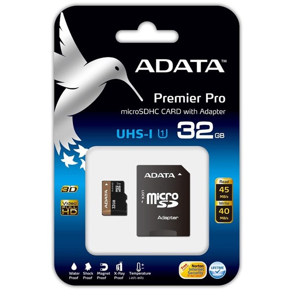 کارت حافظه‌ microSDHC ای دیتا مدل Premier Pro کلاس 10 استاندارد UHS-I U1 سرعت 45MBps ظرفیت 32 گیگابایت