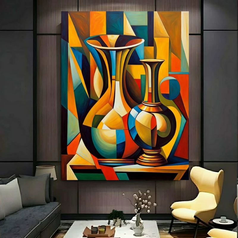 استیکر طرح گلدان های هندسی مدل رنگارنگ کد BK24797