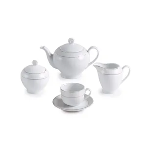 سرویس چای خوری 17 پارچه چینی زرین ایران سری ایتالیا اف طرح سپید صدف