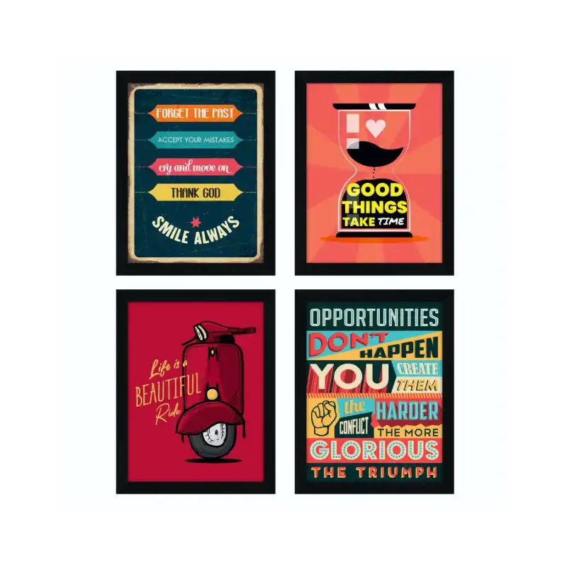 تابلو مدل دکوراتیو طرح جملات انگیزشی زندگی خوب مجموعه 4 عددی