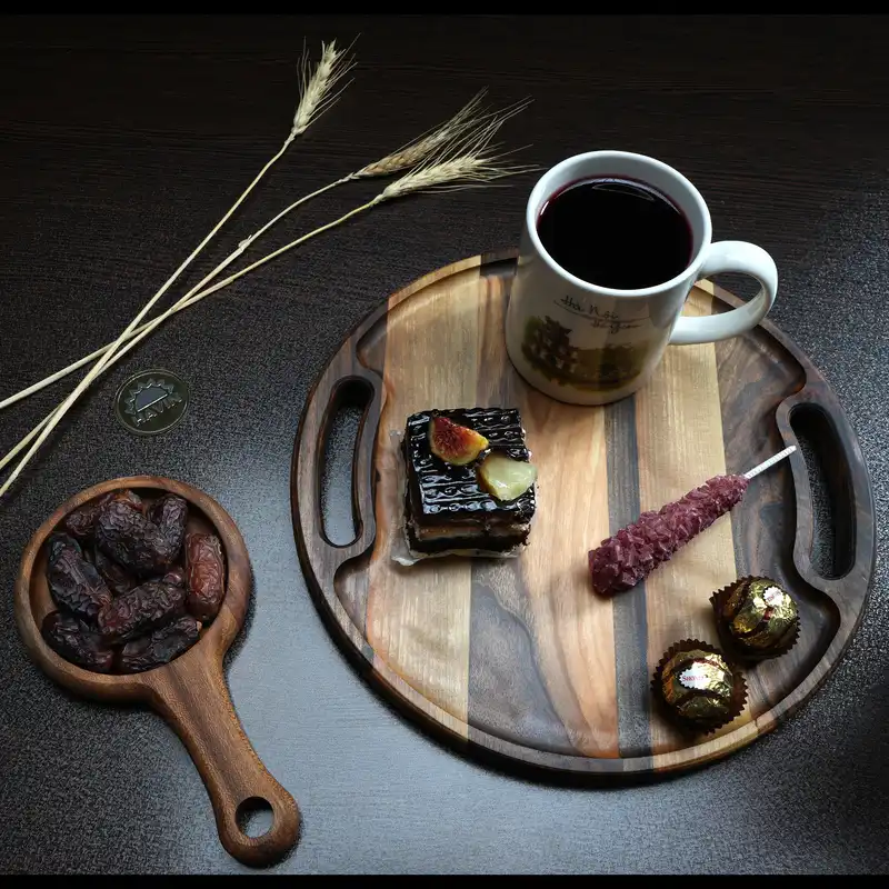 سینی چوبی هاوین مدل دسته دار  روستیک